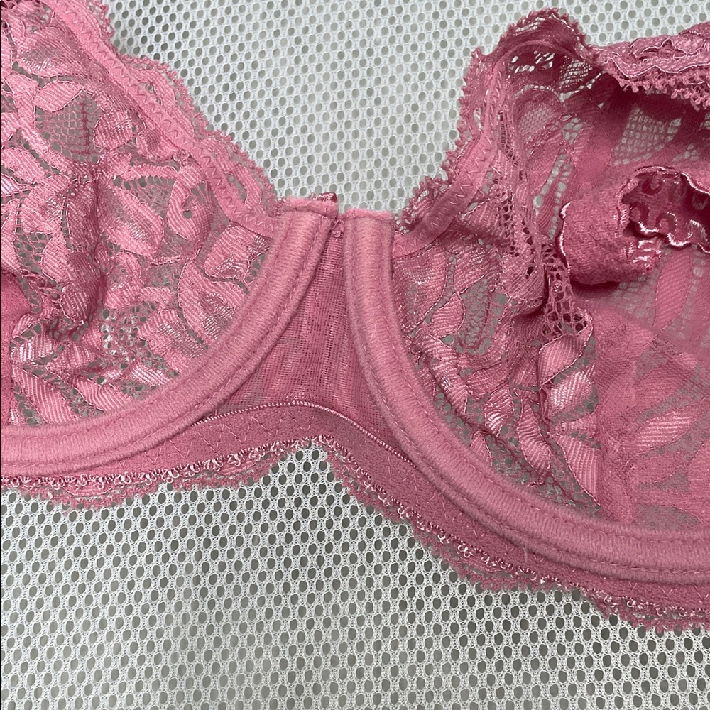 NWOT  Hanky Panky Rose Pink Lace Underwire Bra with Nude Lace Bandeau - Picture 3 of 9